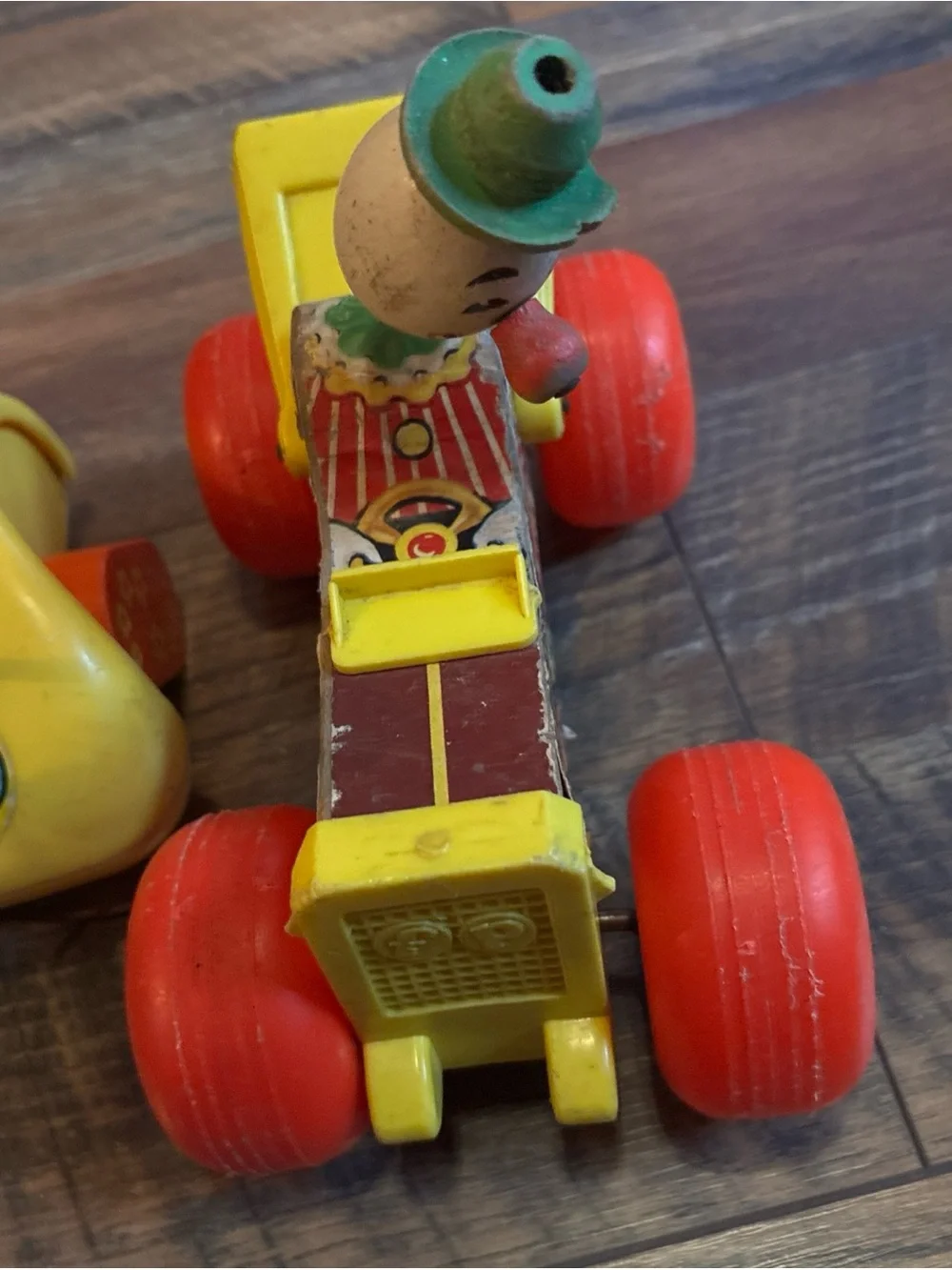 Vtg lot of 2 fisher price pull toys-1965 jalopy & 1974 ladybug
